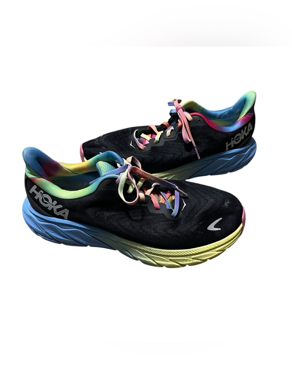 Hoka One One Arahi 6 Black Rainbow Pride Womens Size 10B Running Shoes Sneakers
